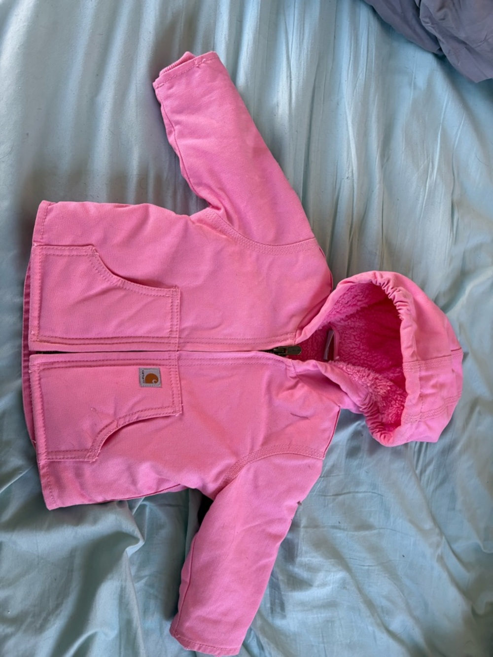 Carhartt Pink Sherpa-Lined Hooded Jacket - Infant